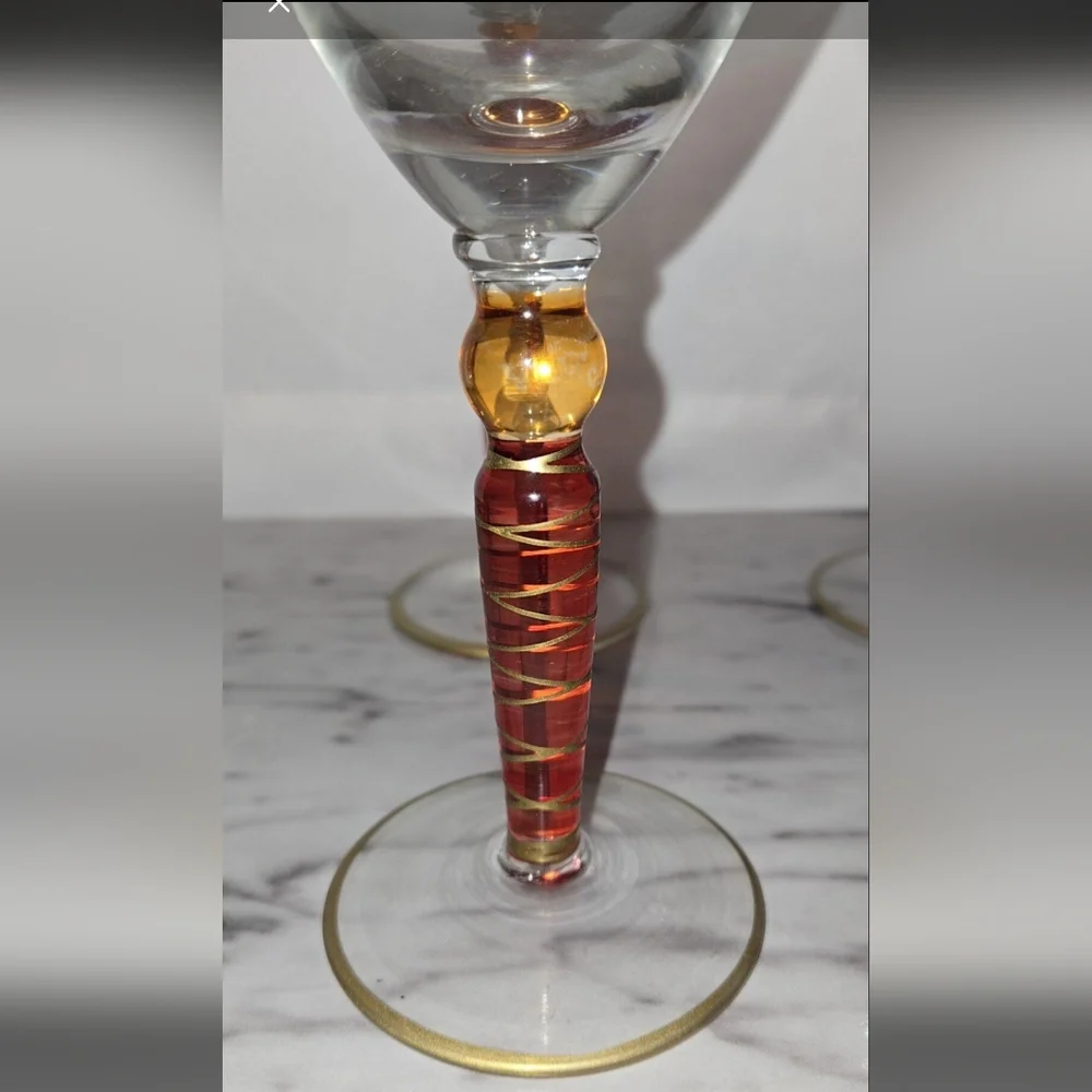 Pier 1 Orbit Spice Water / Wine Goblets